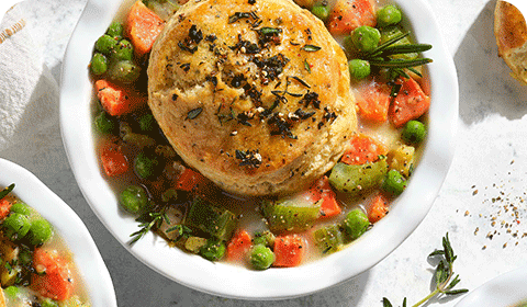 Chicken Pot Pie with Herb Biscuits | View Recipe